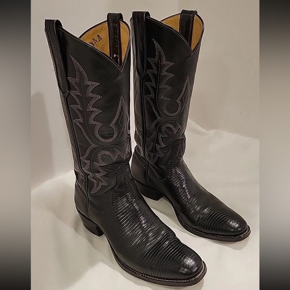 Rios of Mercedes Black Leather‎ Cowboy Boots